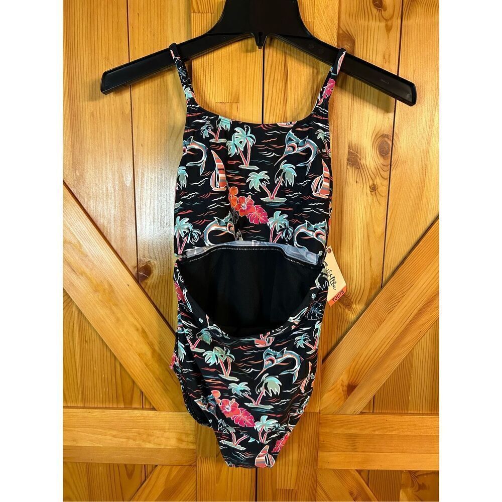 Salt Life swimsuit one piece tropical black Youth 16 nwt (0135)